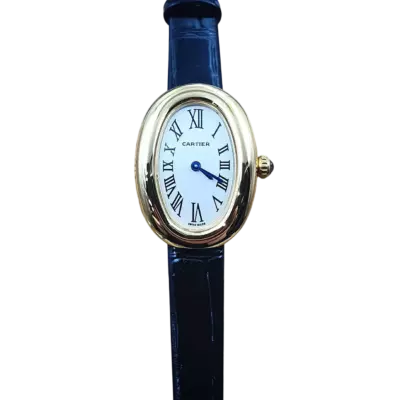 Cartier Baignoire 31×23 мм, белый циферблат, синий ремешок