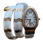 Bvlgari Serpenti тройной виток 35 мм с белым циферблатом