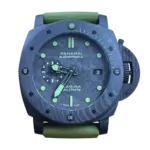 Panerai Submersible Marina Militare 42 мм с зелёным каучуковым ремешком
