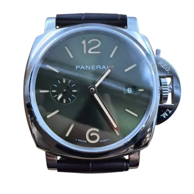 Panerai Luminor Due 42 мм с зелёным циферблатом и кожаным ремешком