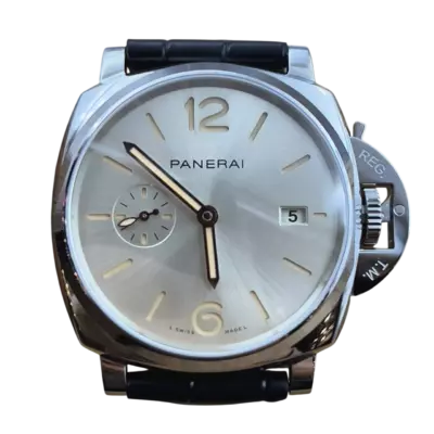 Panerai Luminor Due 42 мм с серебристым циферблатом и кожаным ремешком