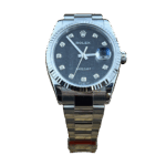 Rolex DateJust 36 мм, чёрный циферблат с узором и метками-камнями