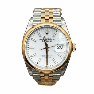 Rolex DateJust 36 мм, белый циферблат и браслет Jubilee из стали и розового золота